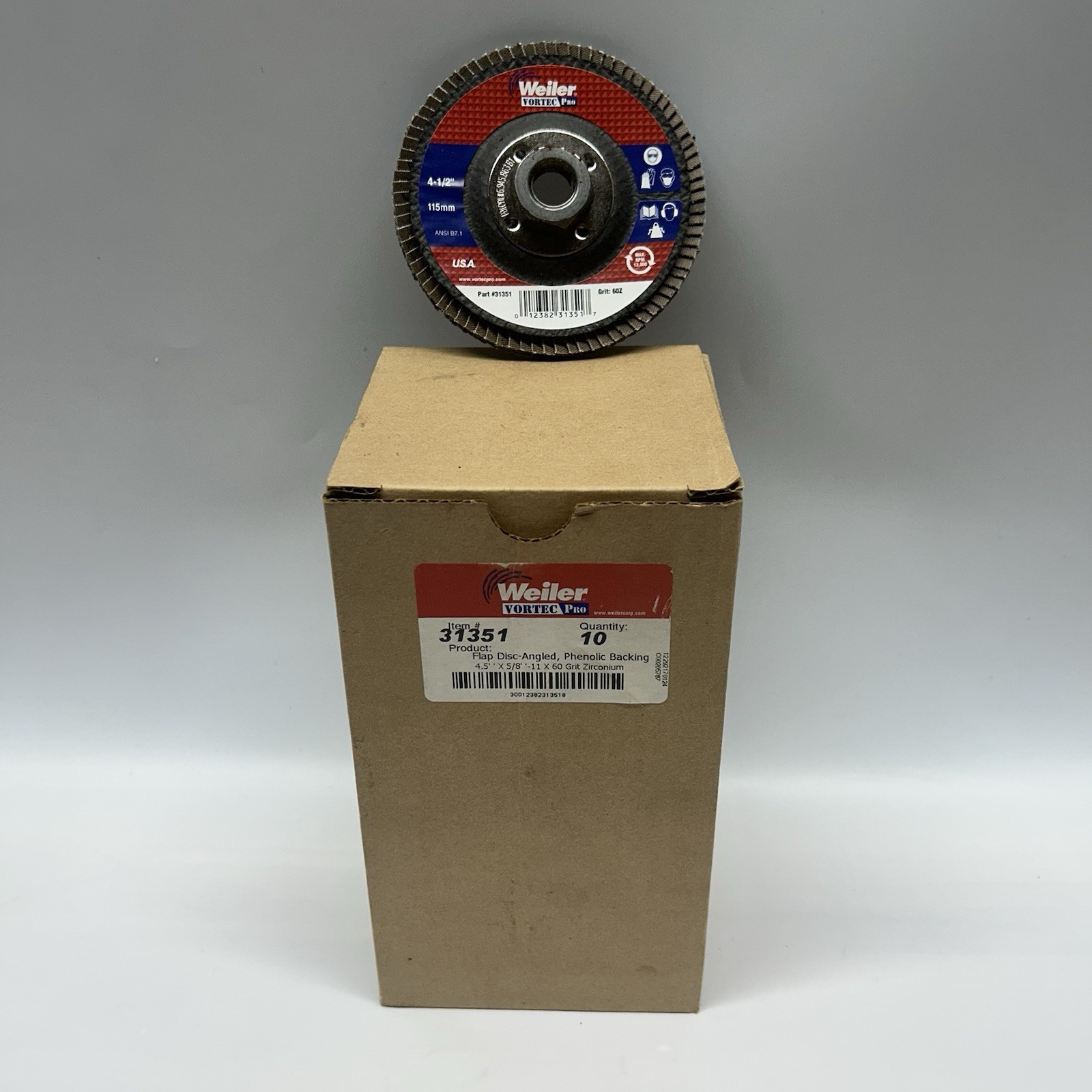 (10) Weiler 31351 Wolverine Abrasive Flap Disc 60 Grit Zirconia Bevel Type 29