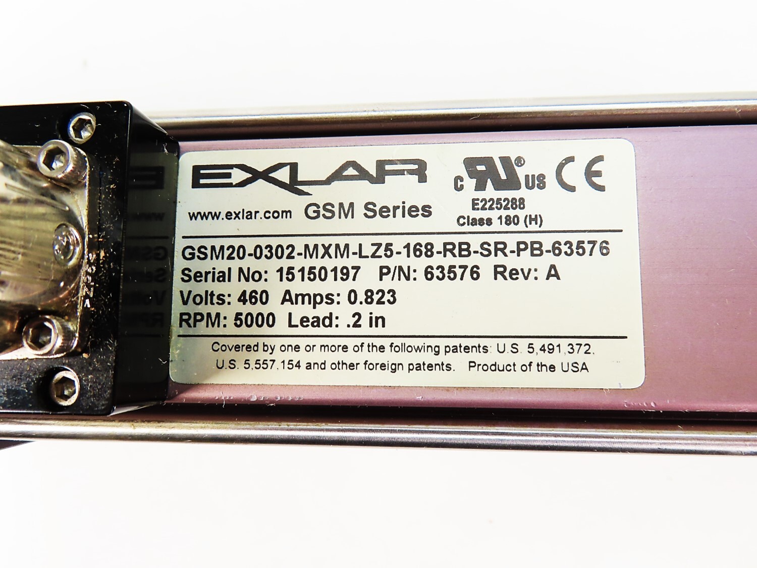 Exlar GSM20-0302-MFM-LZ5-168-PF-RB-SR-PB-63576 5000rpm .2″ Lead NEW NO BOX