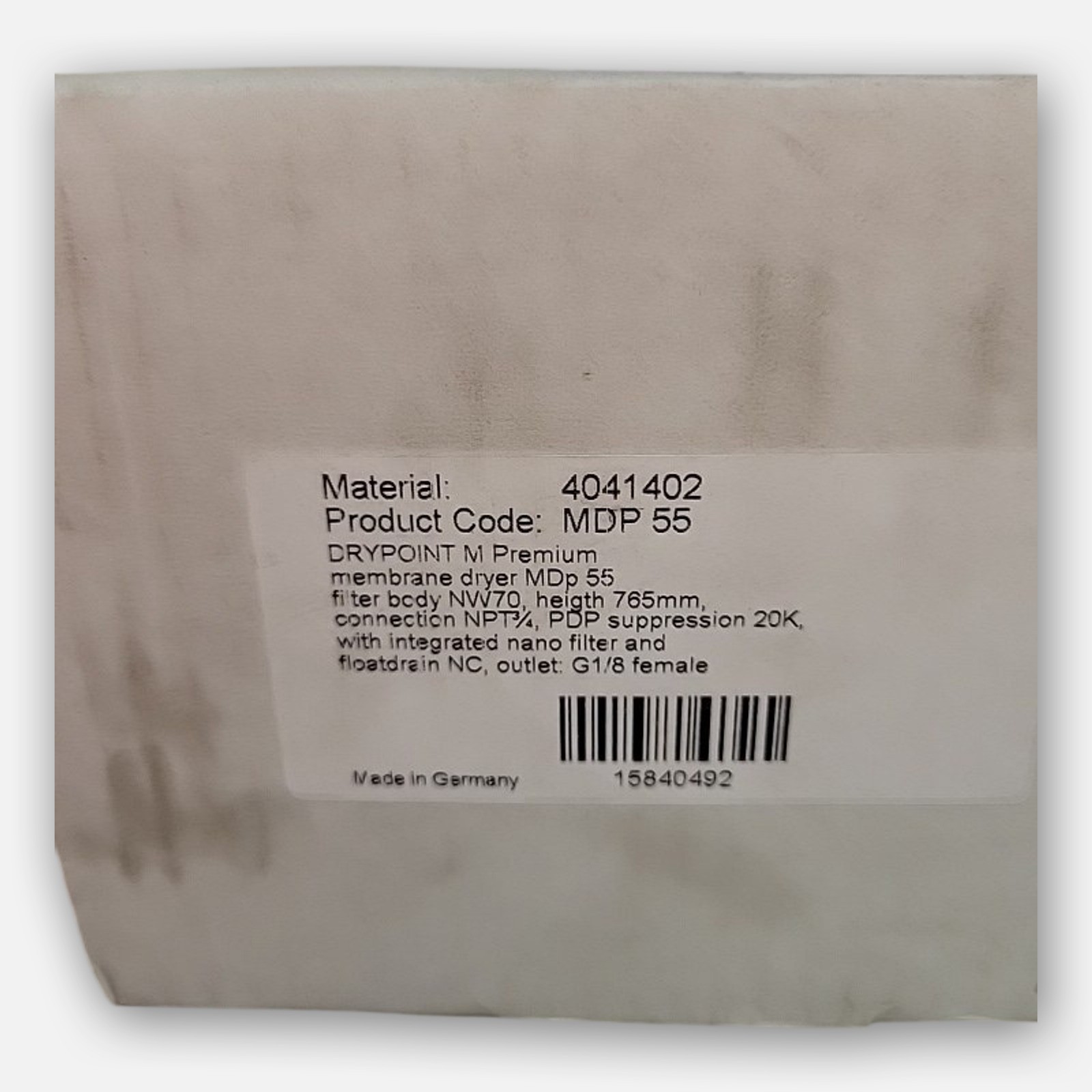 NEW BEKO 4041402 DRYPOINT M PREMIUM MEMBRANE DRYER MDP55, FILTER BODY NW70