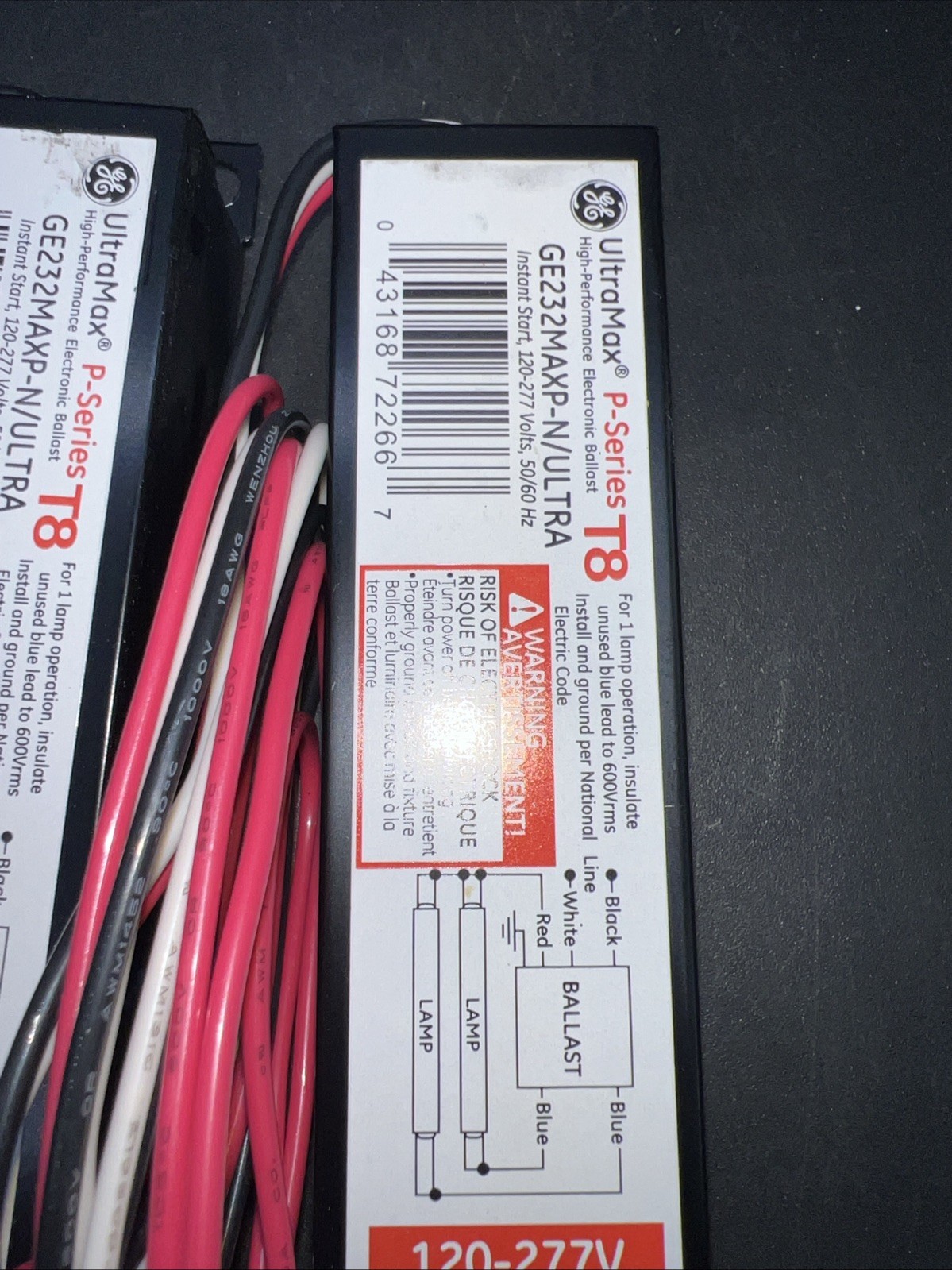 GENERAL ELECTRIC GE232MAXP-N/ULTRA ELECTRONIC FLUORESCENT T8 MULTI-VOLT LOT OF 5