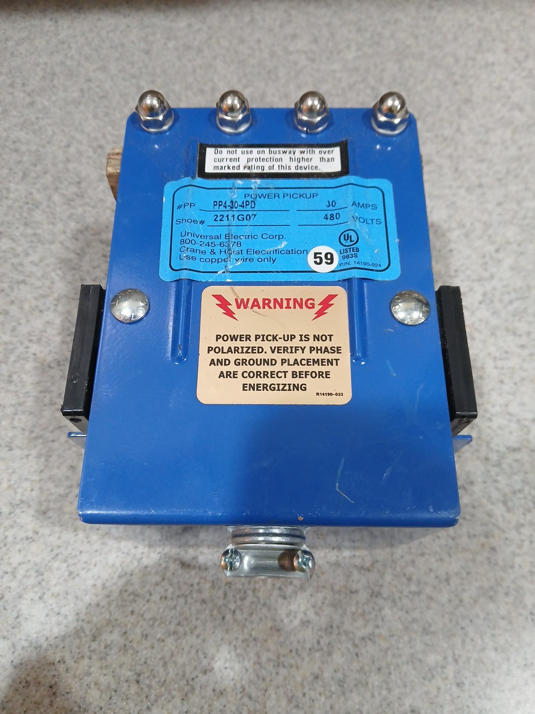 New Universal Electric PP4-30-4PD Power Pickup 4 Bar 20A 480V 4P