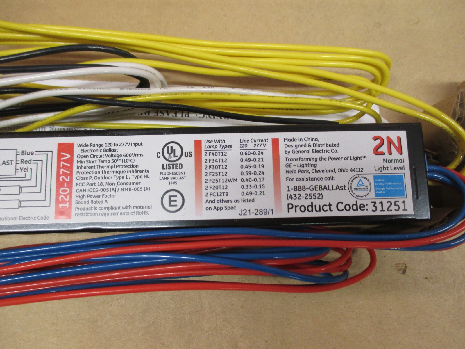 GE240PSMVN-DIYL GE MULTI-VOLT ULTRA START BALLAST T12 120-277V NEW