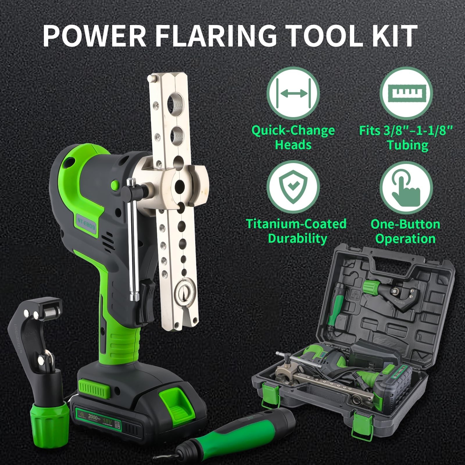 Super Stars Cordless Electric Flaring Tool Kit, 1/4″–3/4″ HVAC Copp… Fas