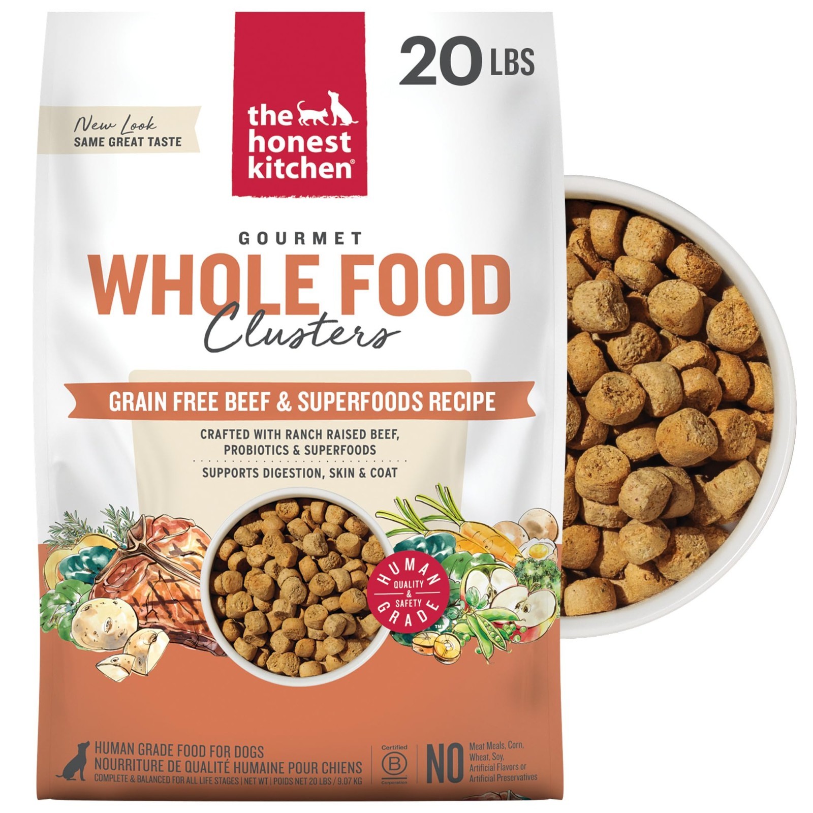 The Honest Kitchen Human Grade Dry Dog Food,Whole Food Clusters Grain Free, 20lb