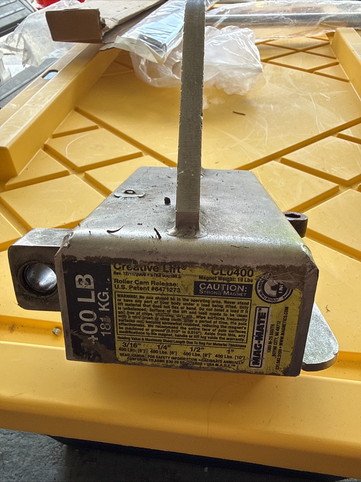 MAG-MATE CL0400 Lifting Magnet,400 lb Flat Cap.,4 in – Missing release handle