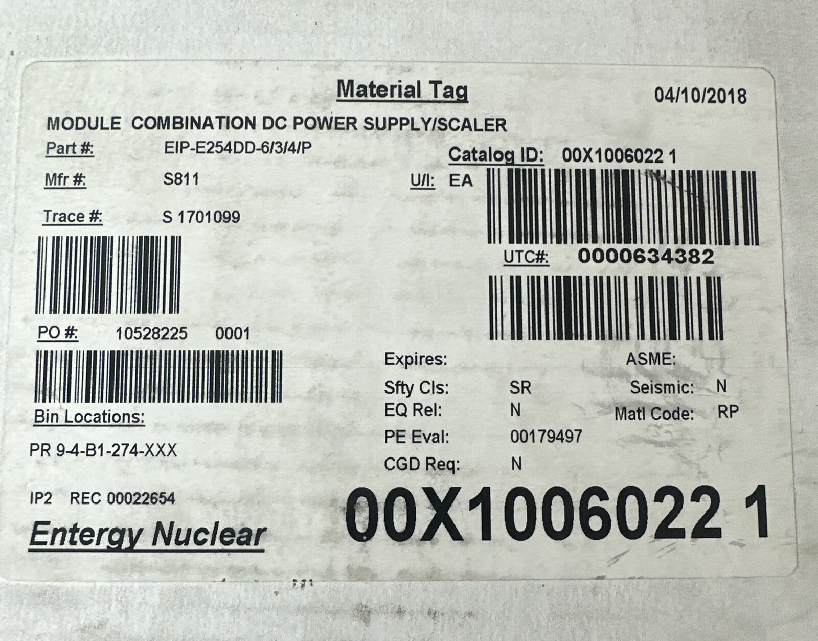 NEW NUS Instruments EIP-E254DD-6/3/4/P PIR500-03-17-02-01/3 Power Supply Module