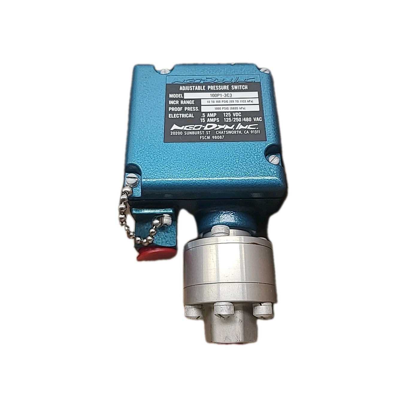 ITT NEO-DYN 100P1-3C3 ADJUSTABLE PRESSURE SWITCH 10 TO 160PSIG 5A 125VDC