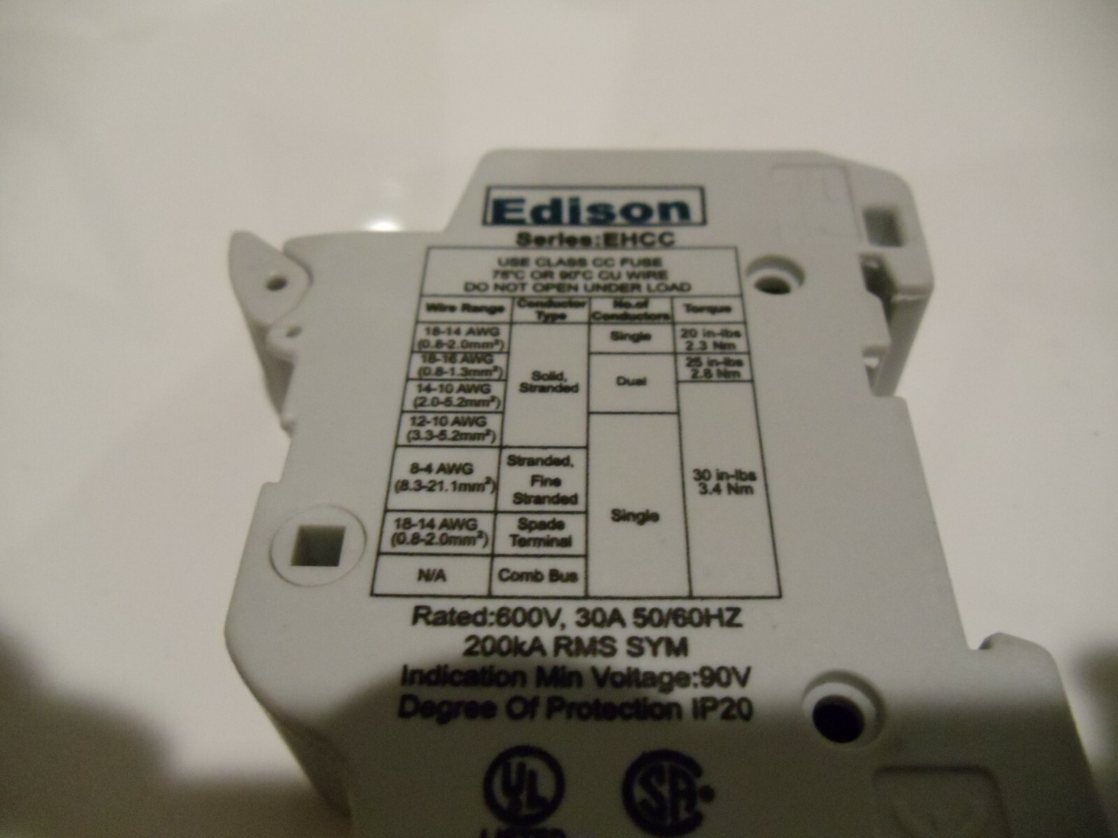 EDISON – EHCC – 1 Pole 30 A 600V Class CC Fuse