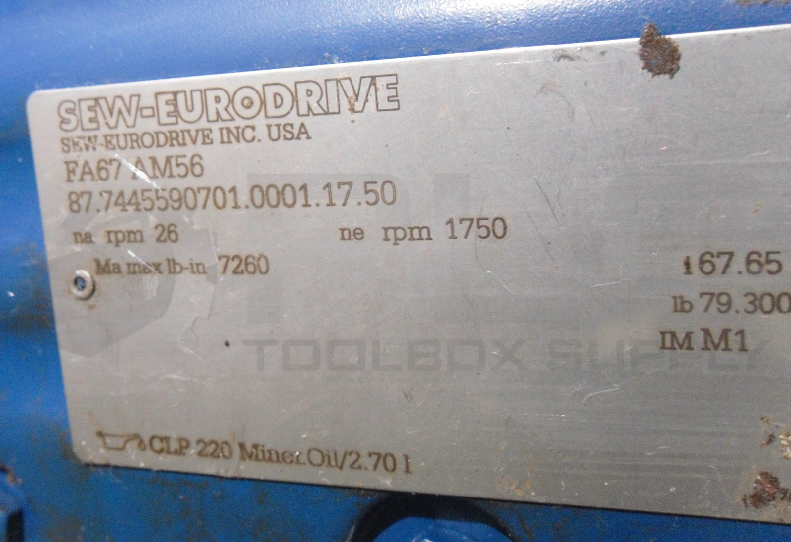 NEW SEW EURODRIVE FA67 AM56 GEAR BOX FST2 87.7445590701.0001.17.50 1750RPM