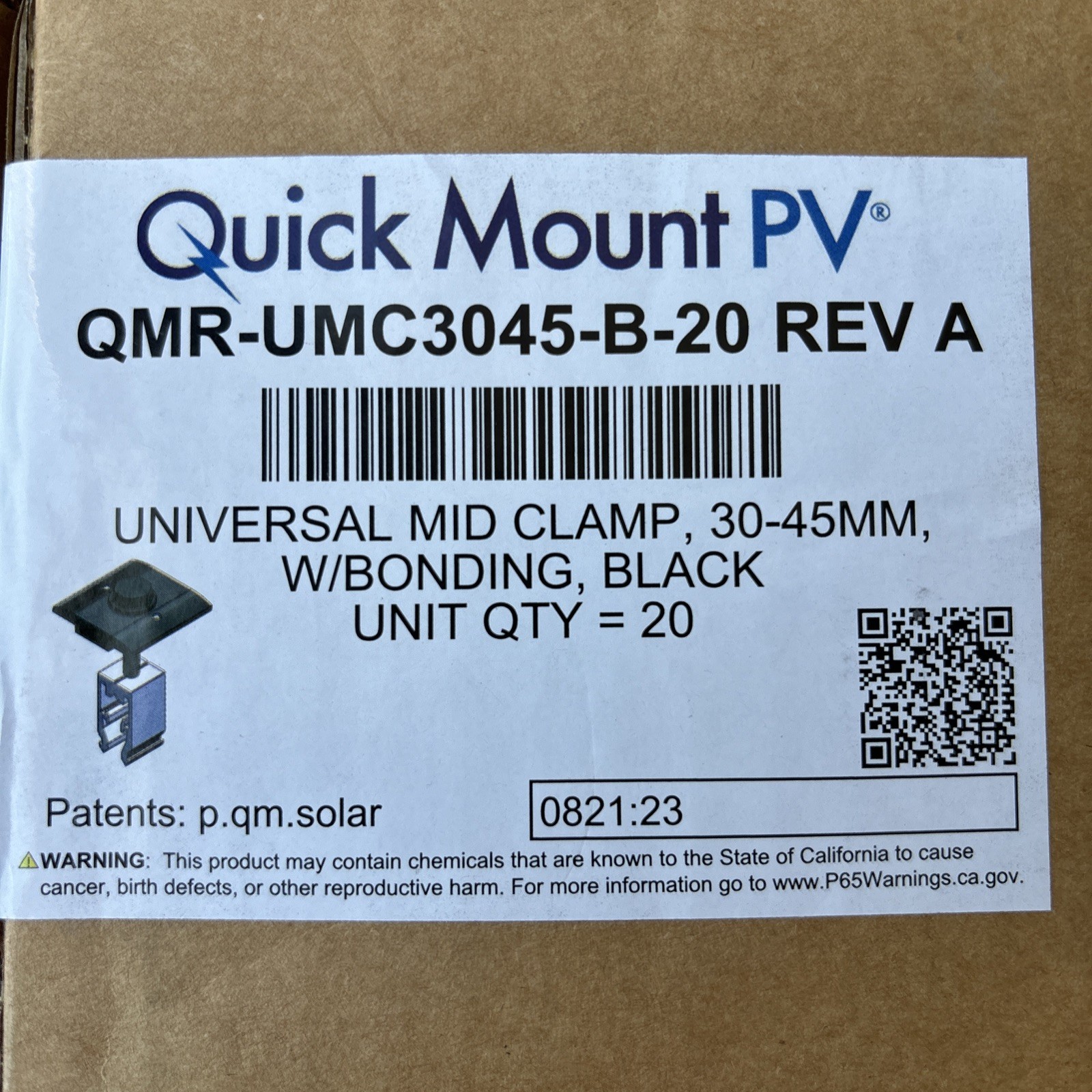 5x Cases Of 20 QMR-UMC3045-B-20 Rev A Universal Mid Clamps
