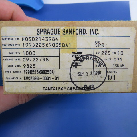 SPRAGUE 199D225X9035BA1 Qty of 125 per Lot 2.2uF 10% 35V Tant +85C