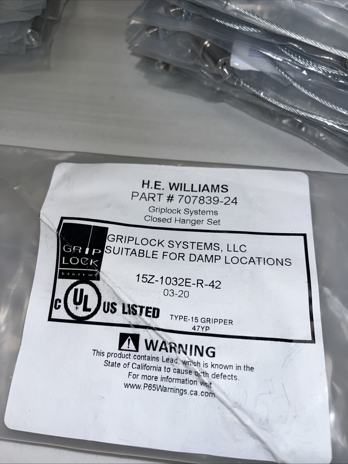 80 QTY! MASSIVE LOT- H.E. Williams Griplock Systems Closed Hanger Set 707839-24