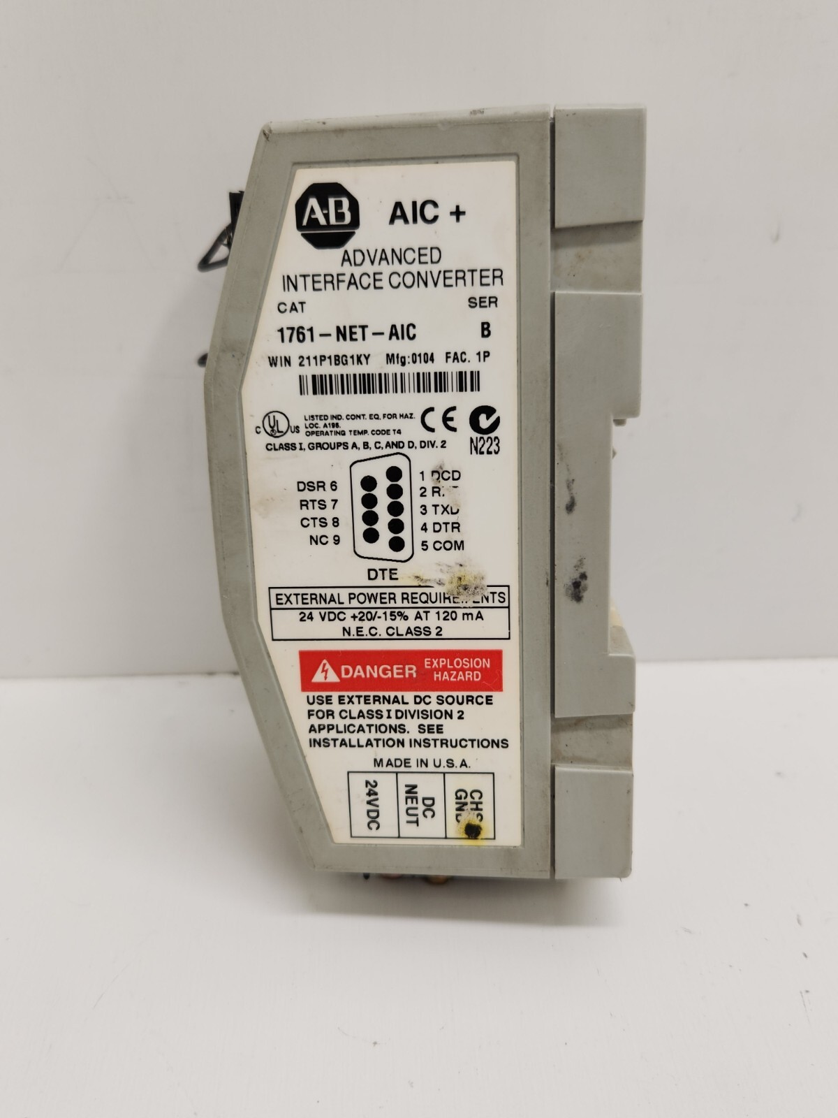 GUARANTEED! ALLEN-BRADLEY SER. B ADVANCED INTERFACE CONVERTER 1761-NET-AIC