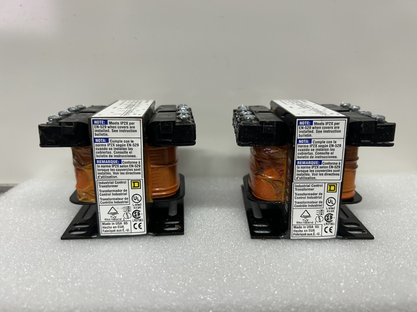 Lot of (2) Square D 9070T50D23 Control Transformer 50VA 1PH 120x240V to 24V Type