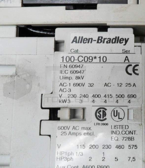 ALLEN BRADLEY 190S-AND2-CB16C /A STARTER W/ 100-C09*10 /A W/ 140M-C2E-B16 /A