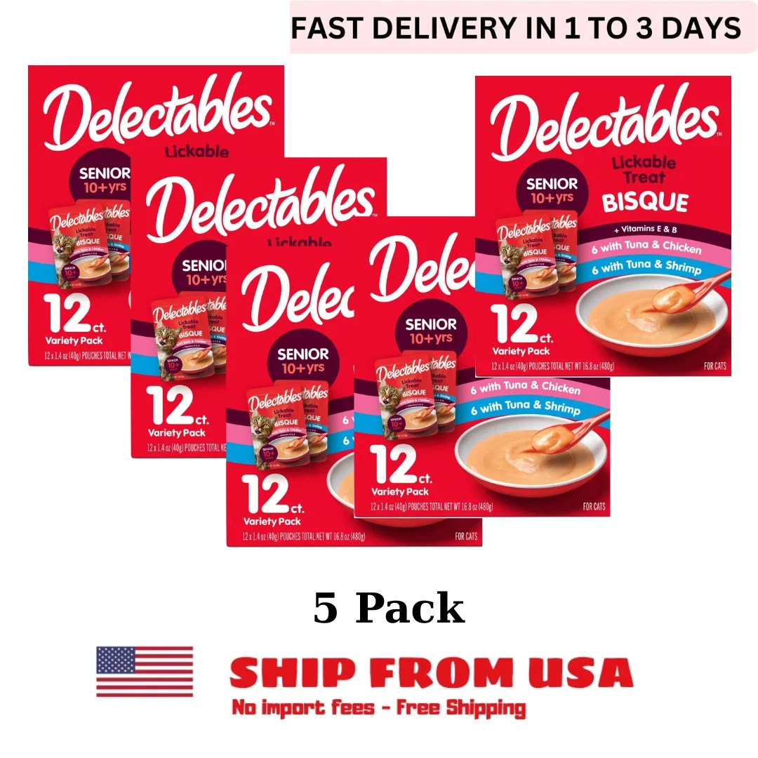 Hartz Delectables Bisque Senior 10+ Lickable Wet Cat Treats Variety Pack 60 Pack