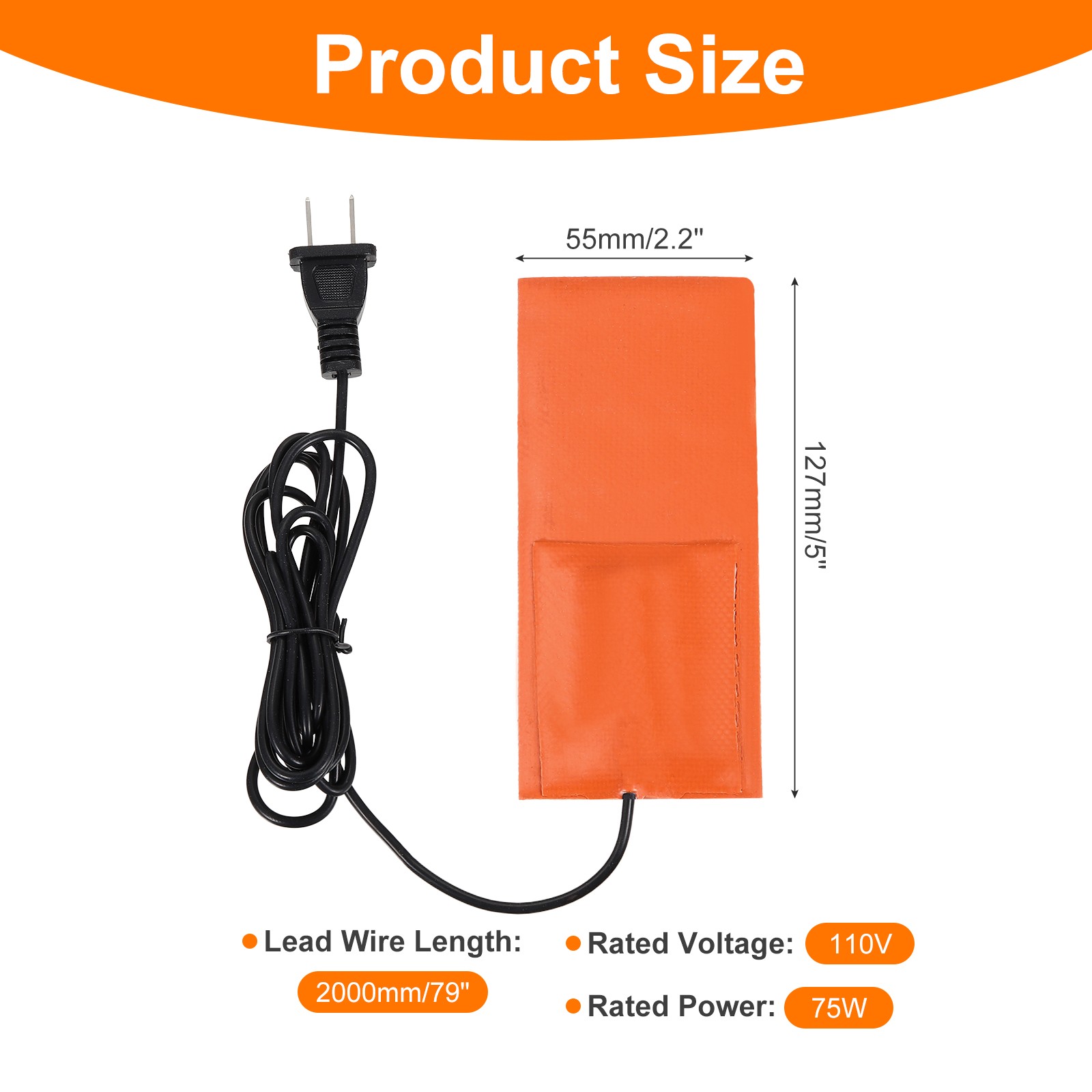 Heater Mat Silicone Heating Pads 110V 75W Heating Pad 127mm x 55mm