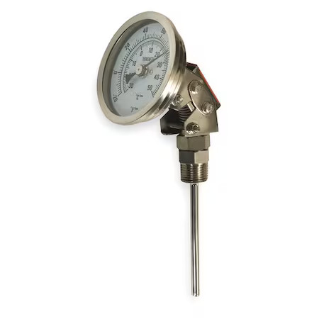 Bimetal Thermom, 3 In Dial, -20 To 120F, Connection Location: Adjustable, 1Nga4