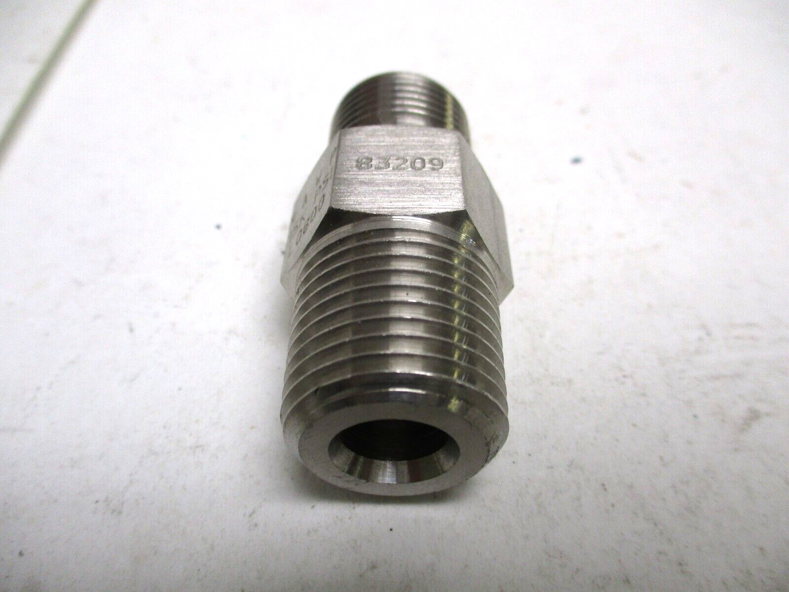 SPIR STAR , M12-NM8 , SST , 3/4″ -16 TYPE-M x 1/2″ MNPT x 2″ , 15000 PSI