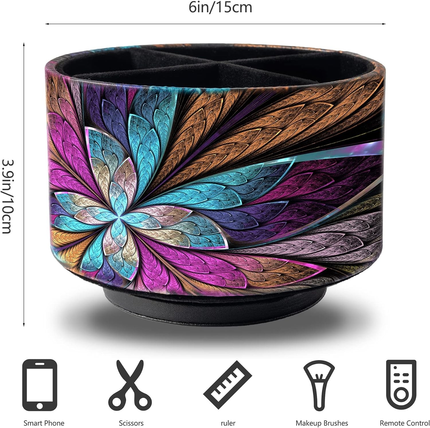 Remote Control Holder Round Leather Art Supply Organizer, PU Multicolor