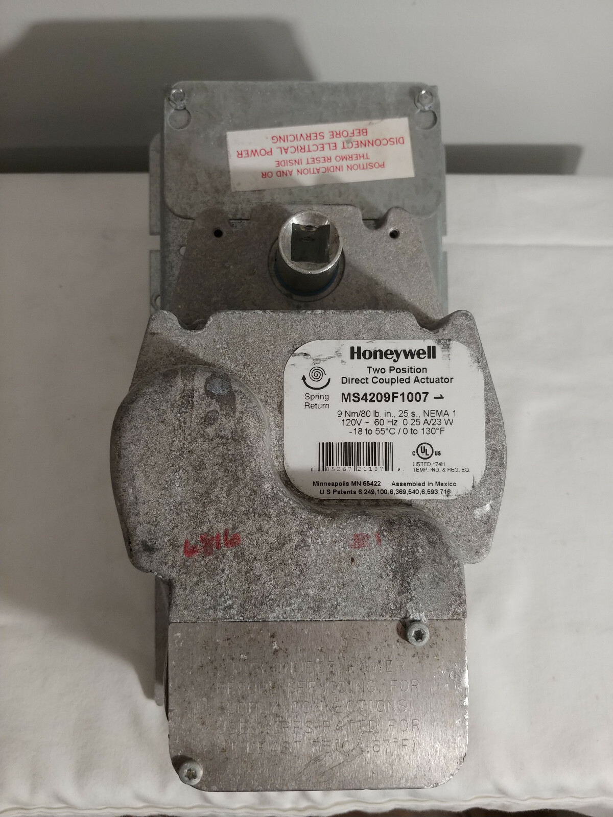 Honeywell MS4209F 1007 Two Position Direct Coupled Actuator 120vac 60hz 0.25a