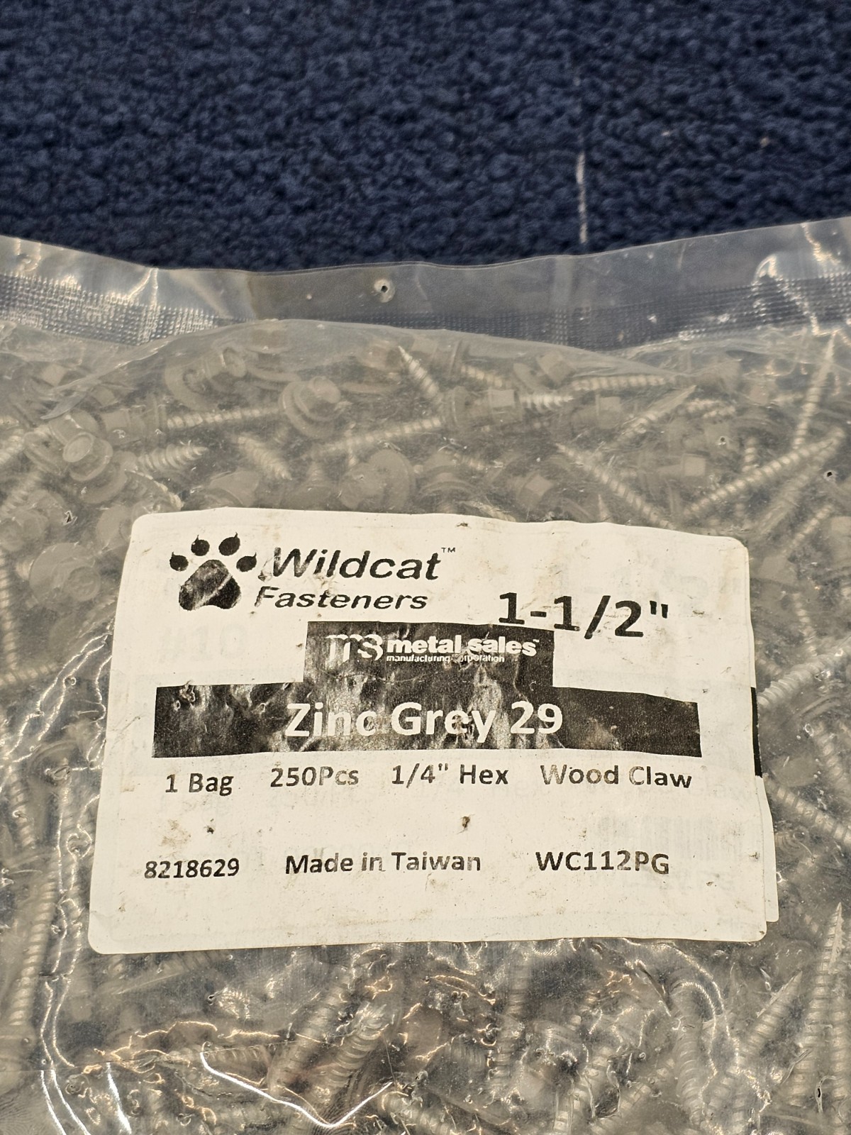 (QTY 250) WILDCAT FASTENERS WC112PG 1-1/2″ Wood Claw Fastener Zinc Grey 29