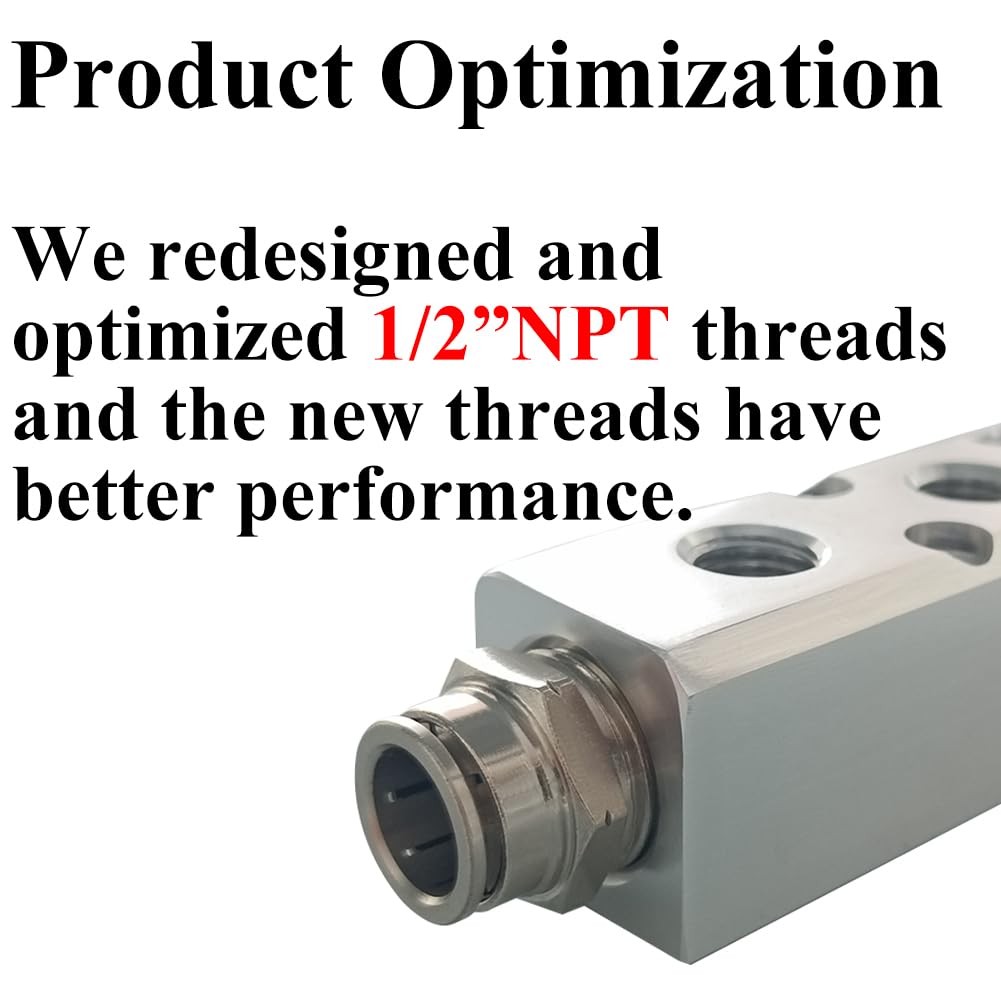 2 Way 4 Port 1/2″NPT Input Port 1/4″NPT Output Port Aluminum Air Hose Inline