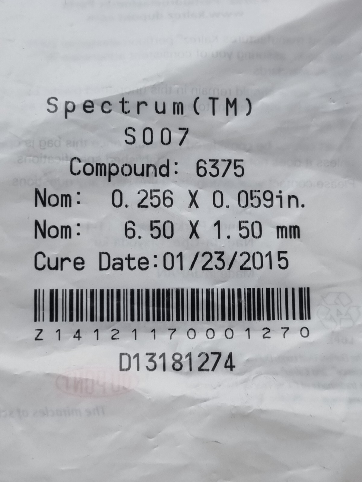 DUPOINT KALREZ SPECTRUM S007 63775 O-RING 2/PK (r4s2.7b10)
