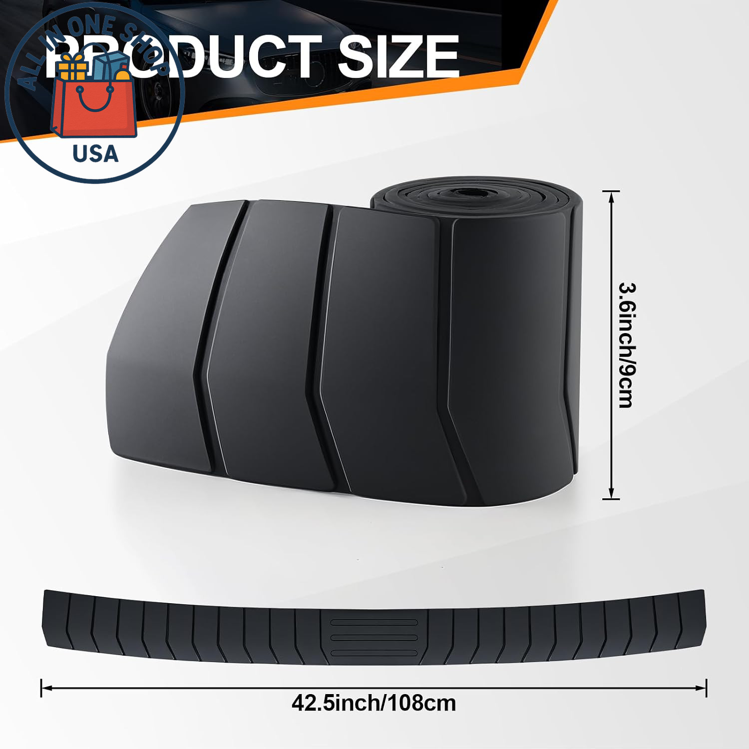 Universal Rubber Rear Bumper Protector for Cars and SUVs, 41.5″x3.6