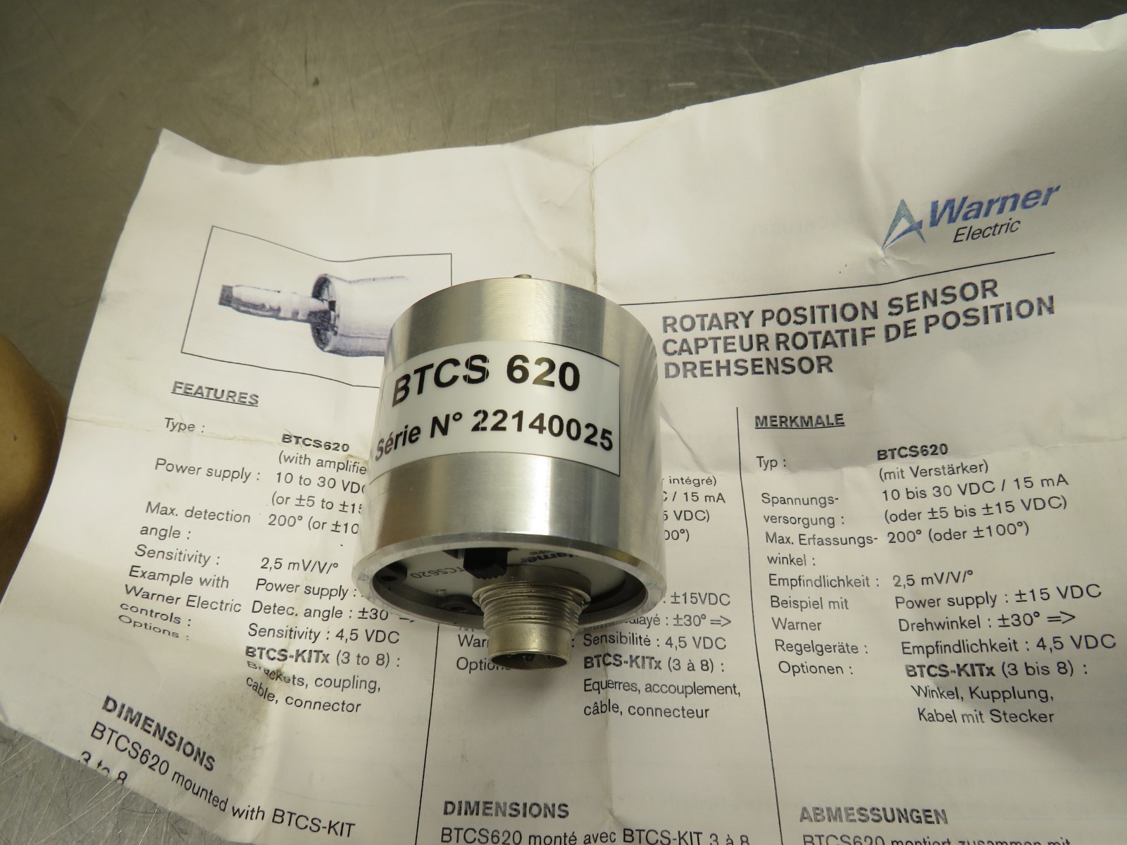 Warner Electric BTCS620 Rotary Position Sensor