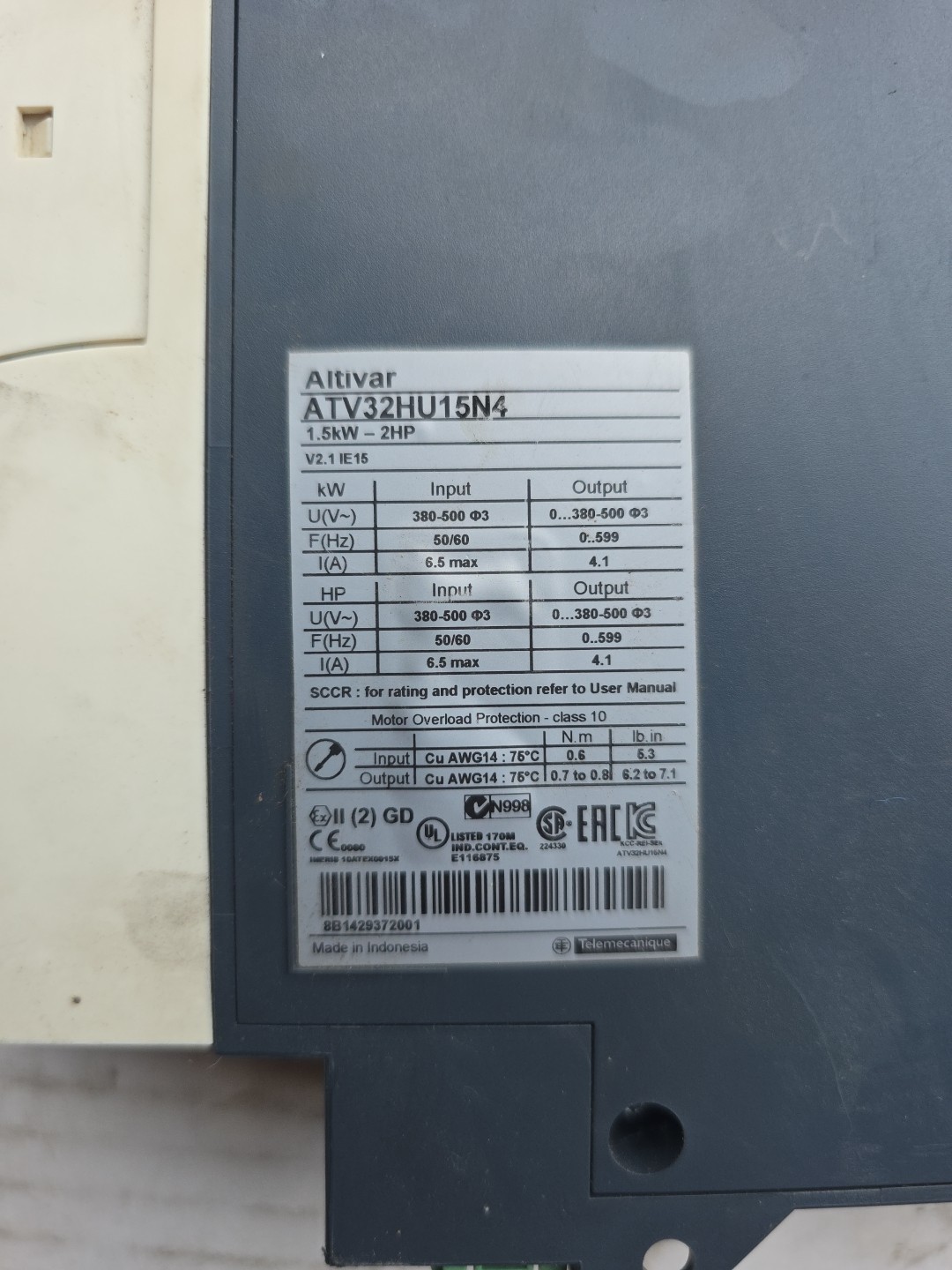 Schneider Electric Altivar ATV32HU15N4 1.5kW/2hp