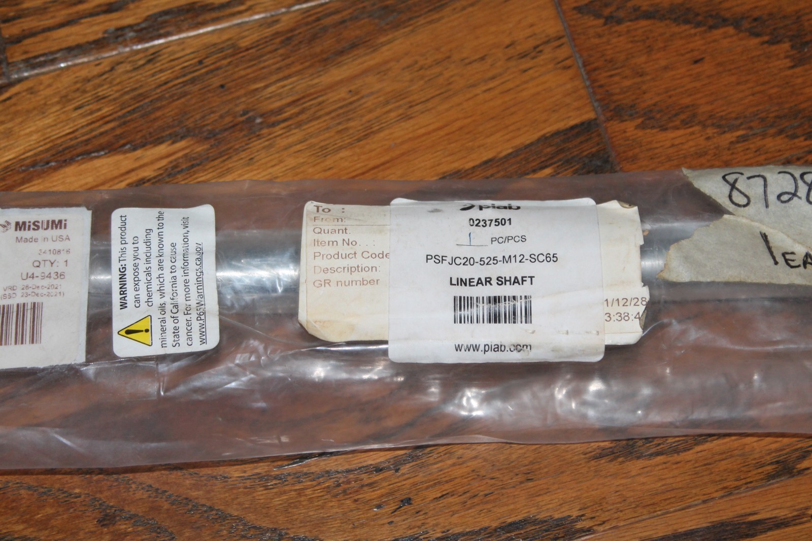 Misumi Piab Linear Shaft PSFJC20-525-m12-sc65 PIAB 0237501