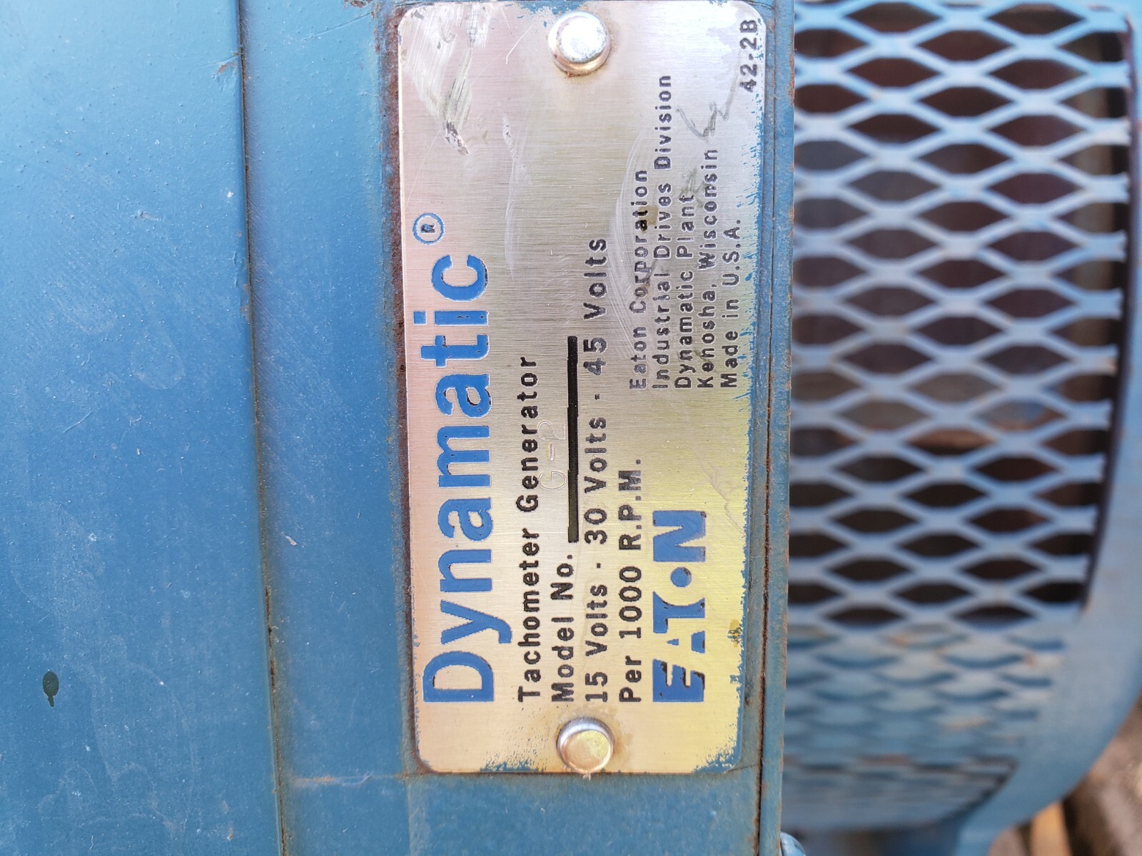DYNAMATIC TACHOMETER GENERTOR G2 W/EDDY CURRENT BRAKE MO-1400210705
