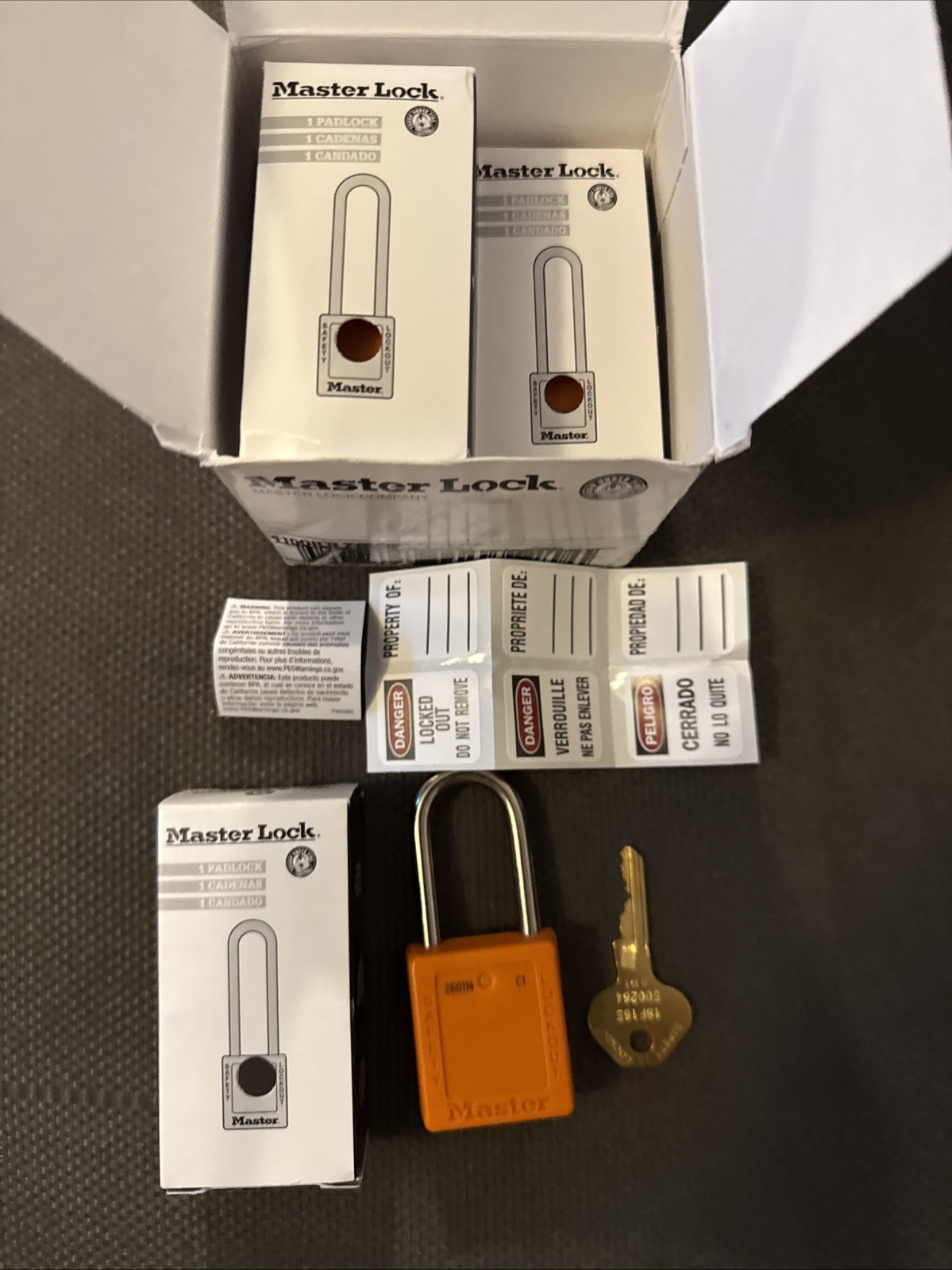 MASTER LOCK 410ORJLZ1HSK BOX OF 6 THERMOPLASTIC SAFETY PADLOCK HSK 410 LZ1 LOTO