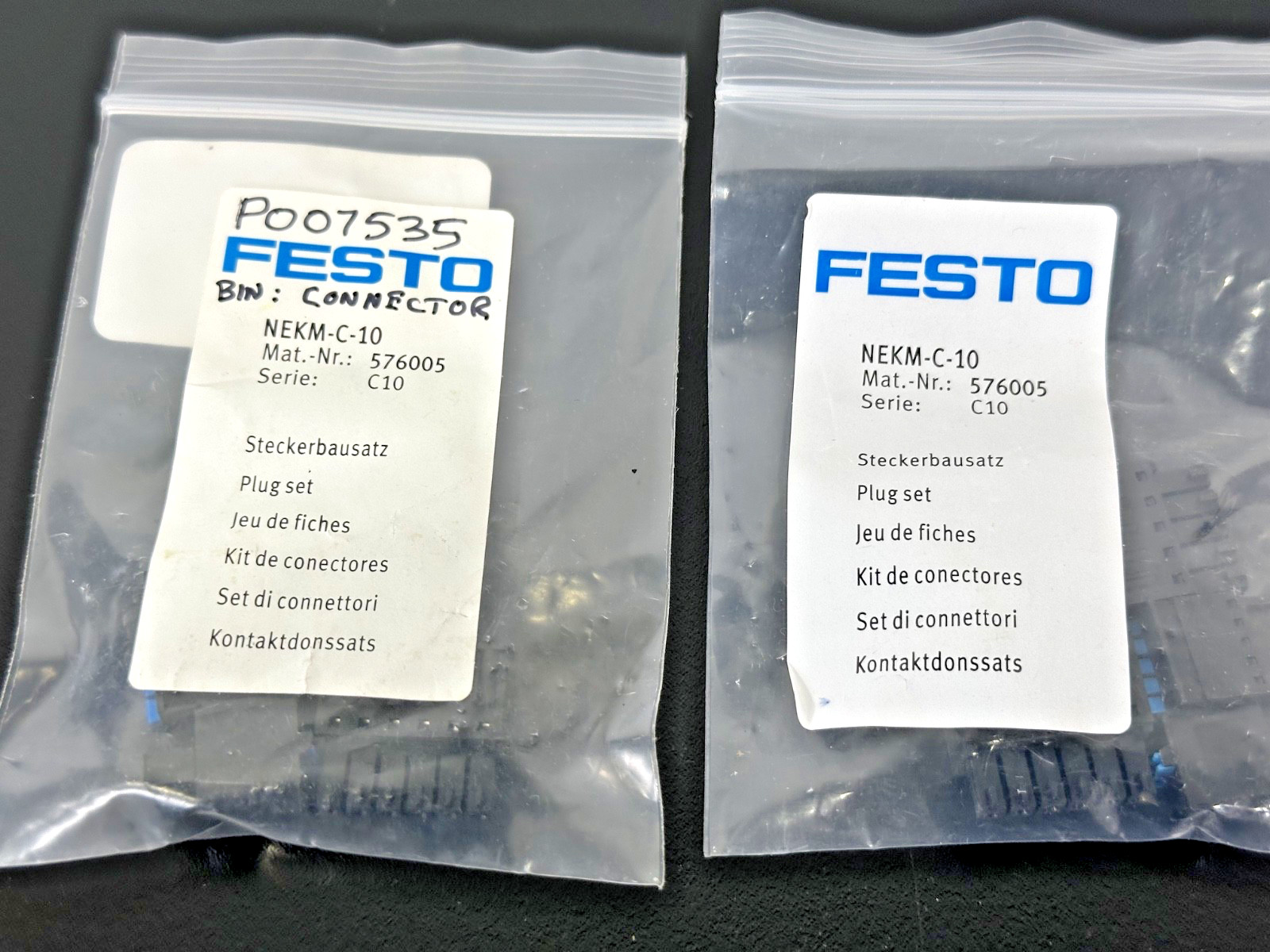 Lot of 3 Festo NEKM-C-10 576005 Plug Set Connector Kit