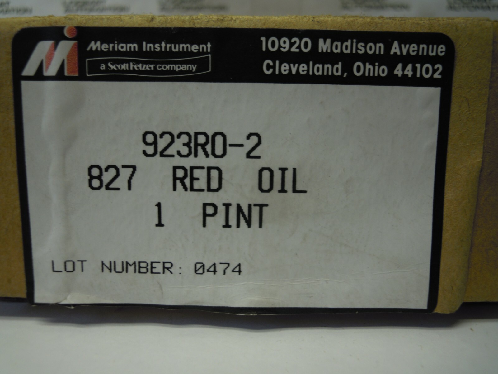 MERIAM INSTRUMENT 923RO-2 RED OIL 827 PINT 1 ***NEW