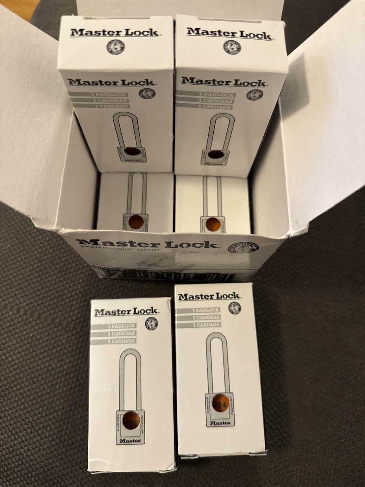 MASTER LOCK 410ORJLZ1HSK BOX OF 6 THERMOPLASTIC SAFETY PADLOCK HSK 410 LZ1 LOTO