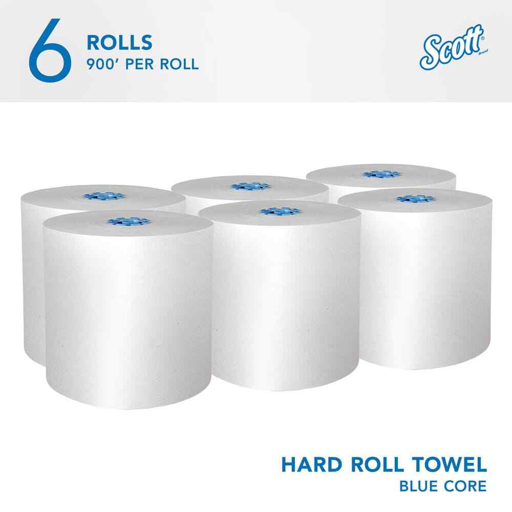 6 Pack Scott 800′ 1PLY Paper Towel Hard Rolls, 1 Ply, 900′ Roll Length