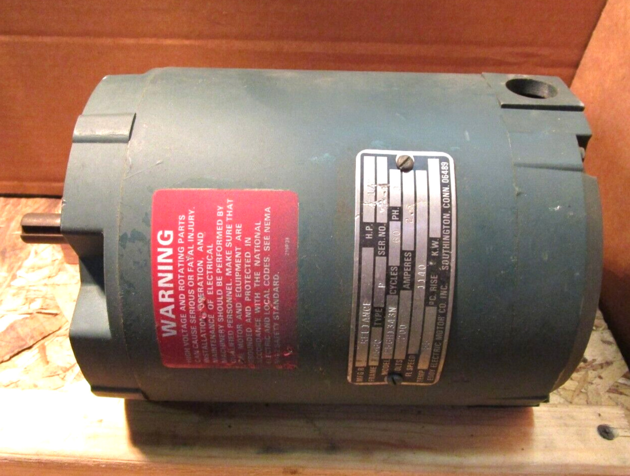 Reliance Electric Motor FA56C Frame 1/2 HP 200 Volts 1140 Fl. Speed 3 PH 51116LR
