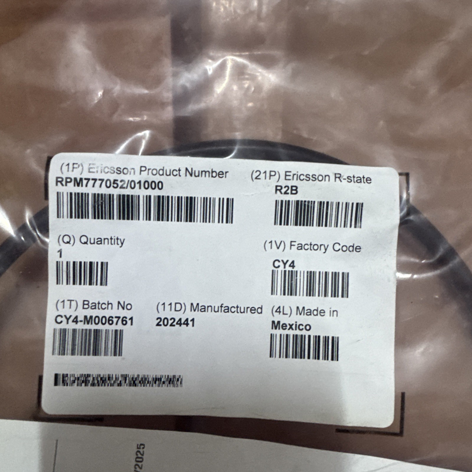 Ericsson RPM 777052/01000 CABLE WITH CONNECTOR SFP28 – SFP28 – RPM 777 052/01000