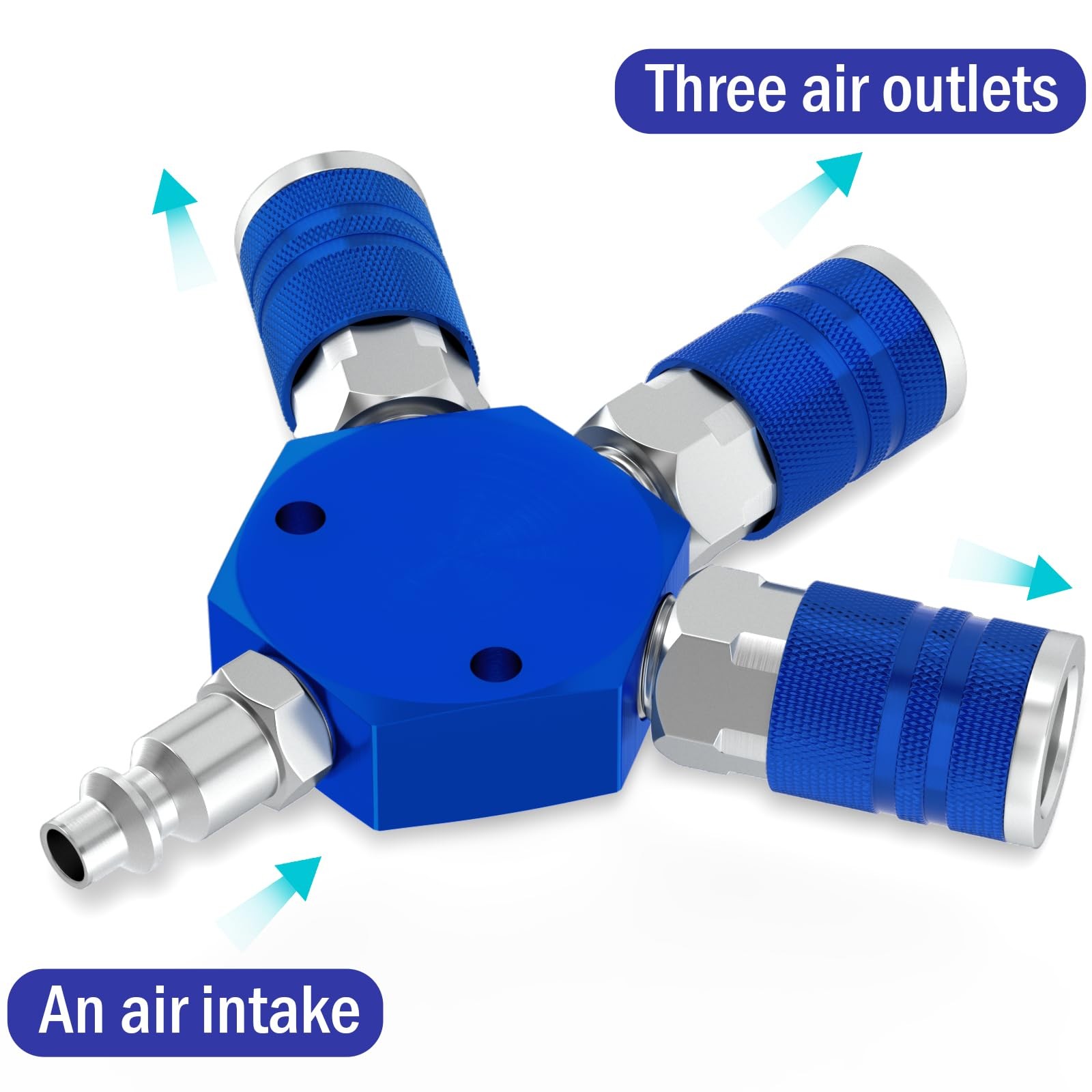 3Way Air Manifold 200 PSI Pressure Gauge Air Compressor Hose Splitter Box New