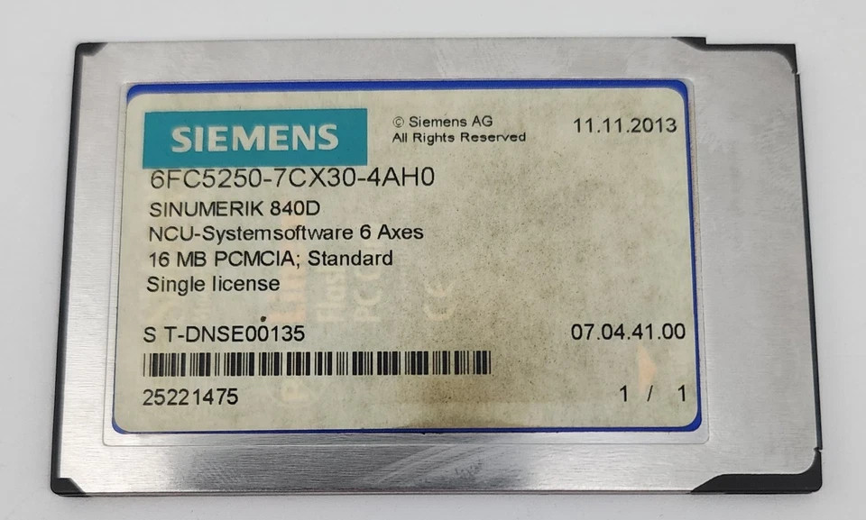 SIEMENS 6FC5250-7CX30-4AH0 840D 6-Axis NCU System Software 16MB *NDA AVAILABLE*