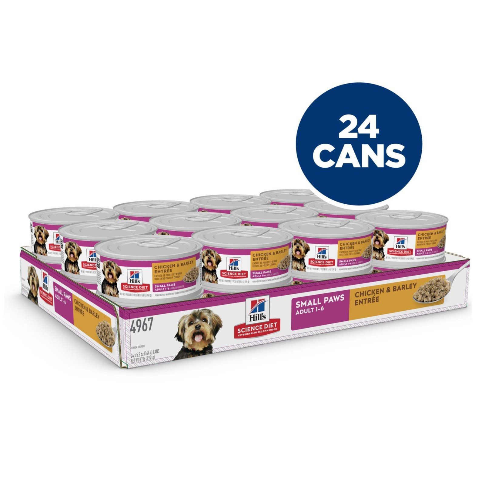 Hill’s Science Diet Small & Mini, Senior Adult 7+, Chicken & Barley, (24) 5.8 oz
