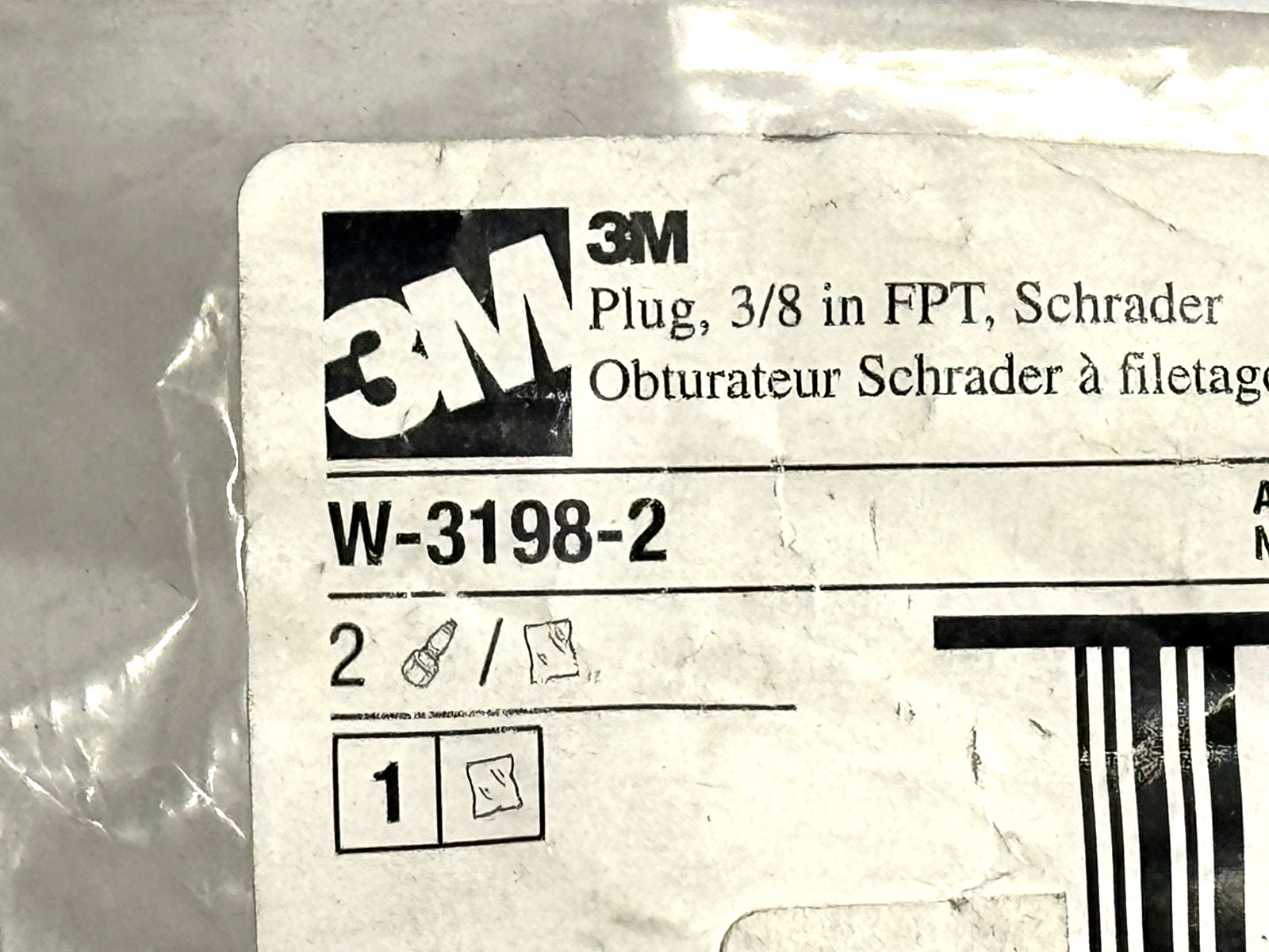Qty 2, 3M Plug W-3198-2 / 07156 (AAD), 1/2″ Body Size, 3/8″ FPT, Schrader