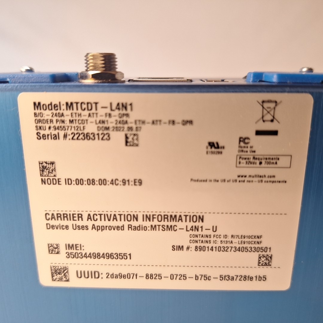 MULTITECH 94557712LF Conduit mPower Gateway MTCDT-L4N1-240A-ATT-FB-QPR