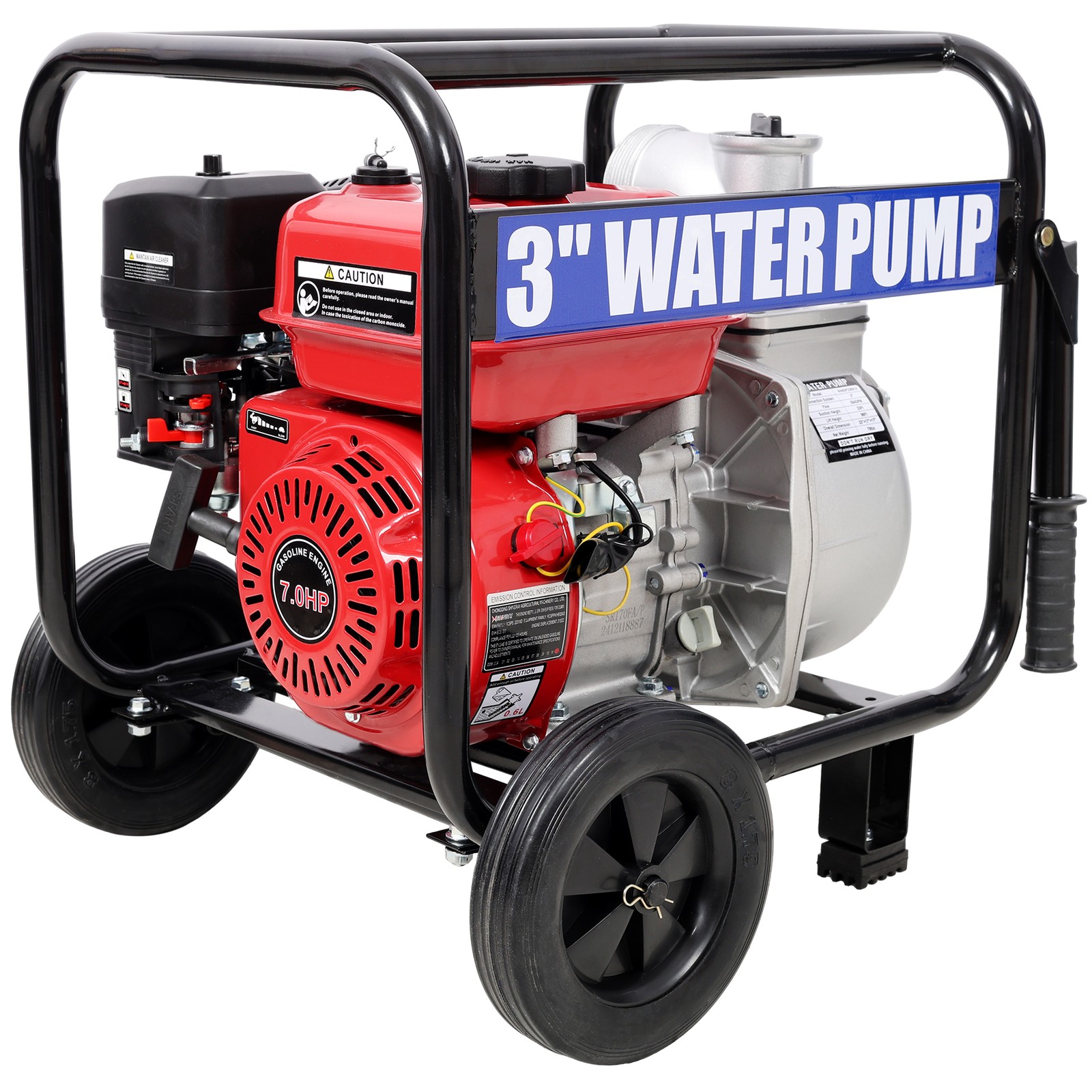 3 Inch Gas Engine Water Pump 7HP 212CC 264GPM with Hose Wheels