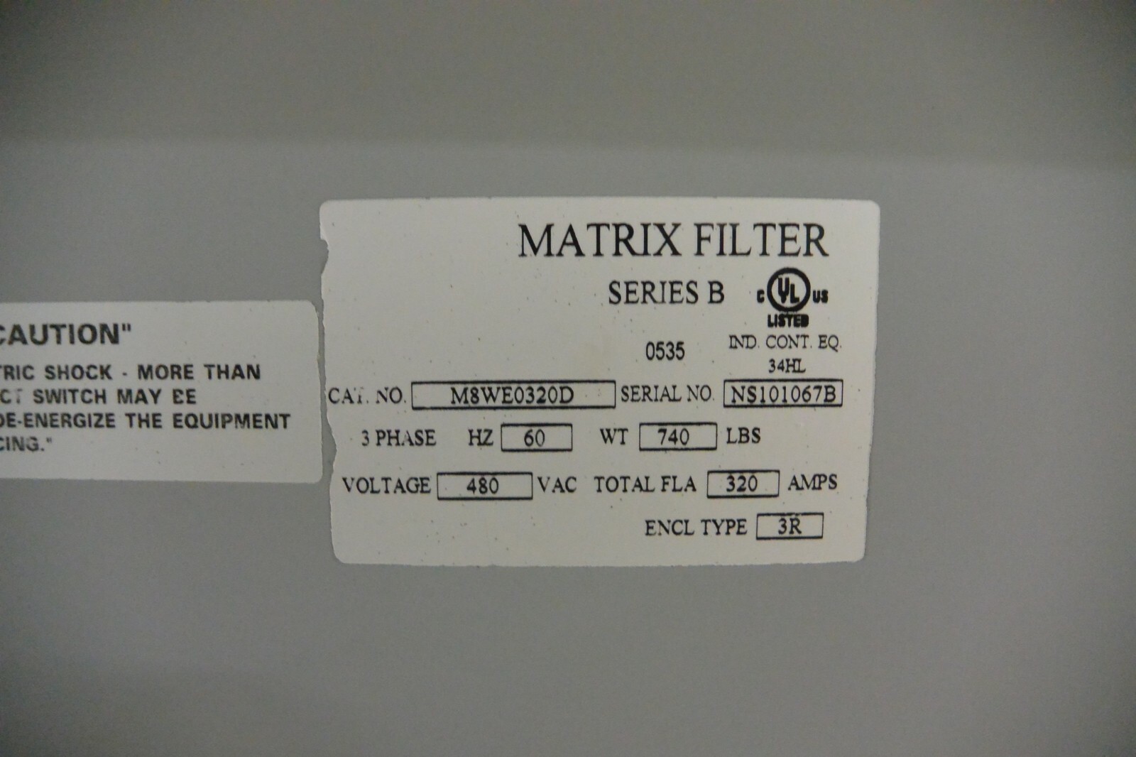 MTE Corporation Matrix Filter Harmonics M8WE0320D 380 volt 320 Amp Used