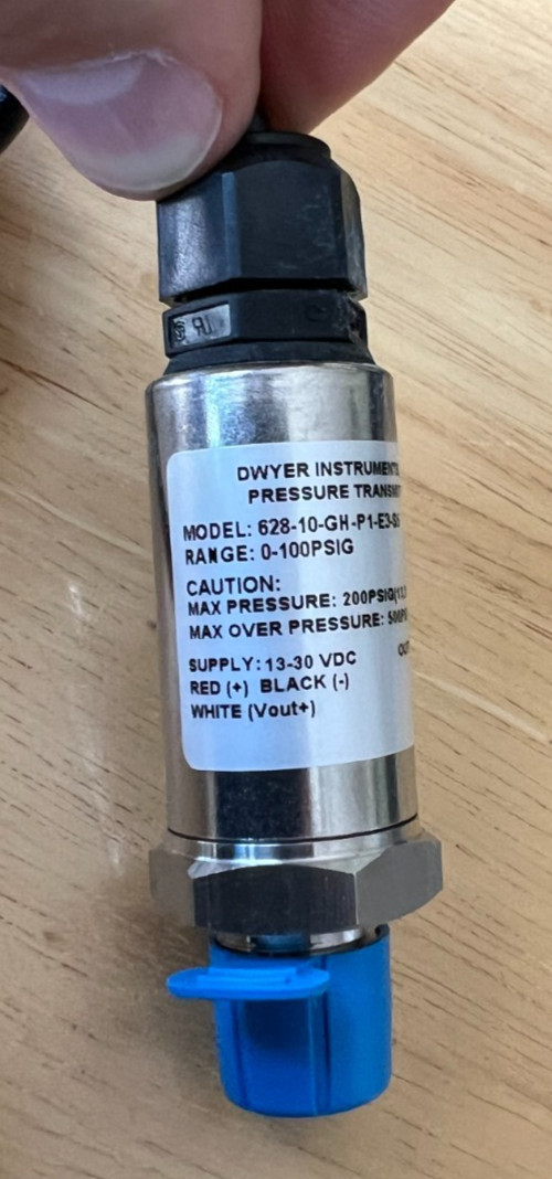 Dwyer 628-10-GH-P1-E1-S5 Industrial Pressure Transmitter 0-100 psi, 0-10VDC Out