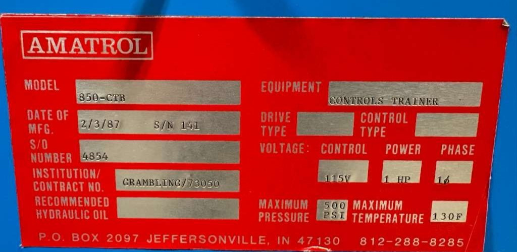 AMATROL 850 Controls Technology Training System 850-CTB w/ Modules & Accessories
