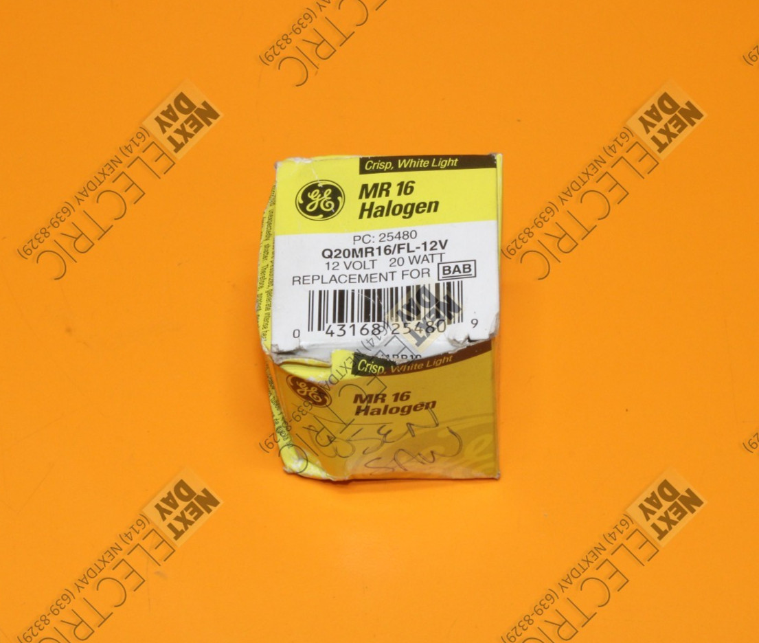 General Electric, Q20MR16/FL-12V, 12 Volt BAB Light Bulb 25480 Halogen MR16 Lamp